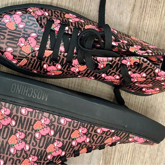 Moschino Pink and Black Floral Sneakers Men EU 42 - Picture 1 of 6
